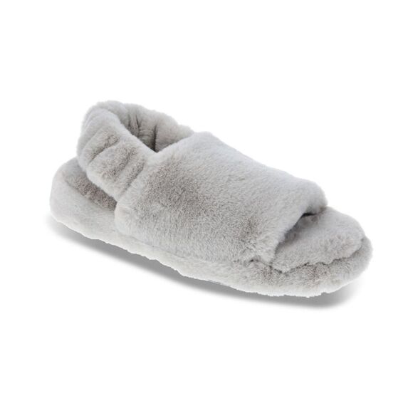RACHEL Rachel Roy Ruby Plush Gray Slingback Furry Slipper Size L 9-10 - Picture 1 of 7